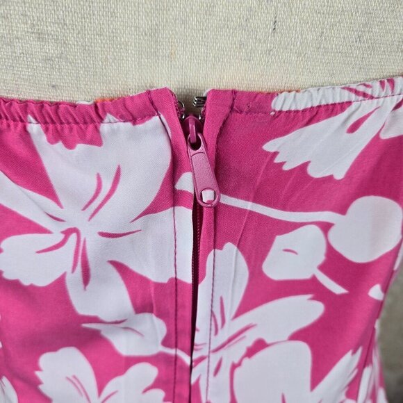 Size Medium Reversible Summer Dress Pink White Orange Stripes/Pink White Floral - Picture 12 of 16